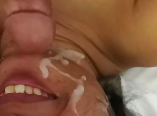 Step sister recived cum on her face.