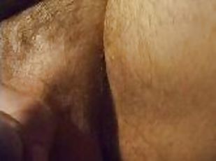 Hard Cock slapping hairy belly