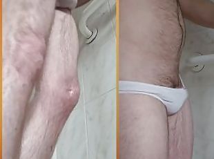 Dual view pissing in panties onto my feet