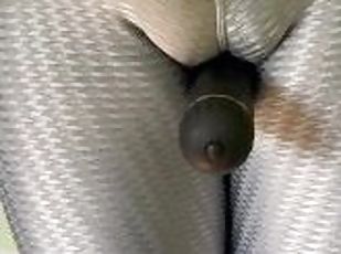 Spandex Lycra vibrate shiny leggings plug