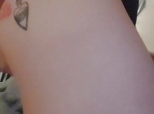 Uncircumcised Trans Cutie Fucks her Tattooed Ass and Cums Hard