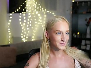 Busty tattooed long hair cute blonde webcam solo
