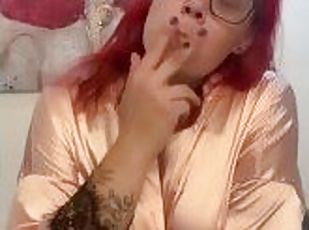 BBW stepmom MILF 420 joint smoking fetish and striptease your POV