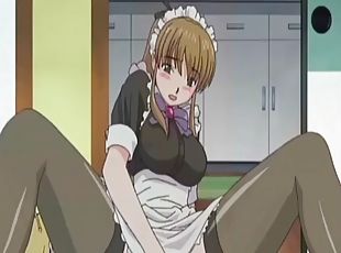 Anime maid masturbates while thinking about her boss