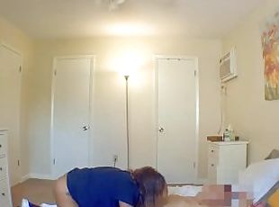 He catches neighbor destroying his wife's mouth & pussy on securitycam while he is at work